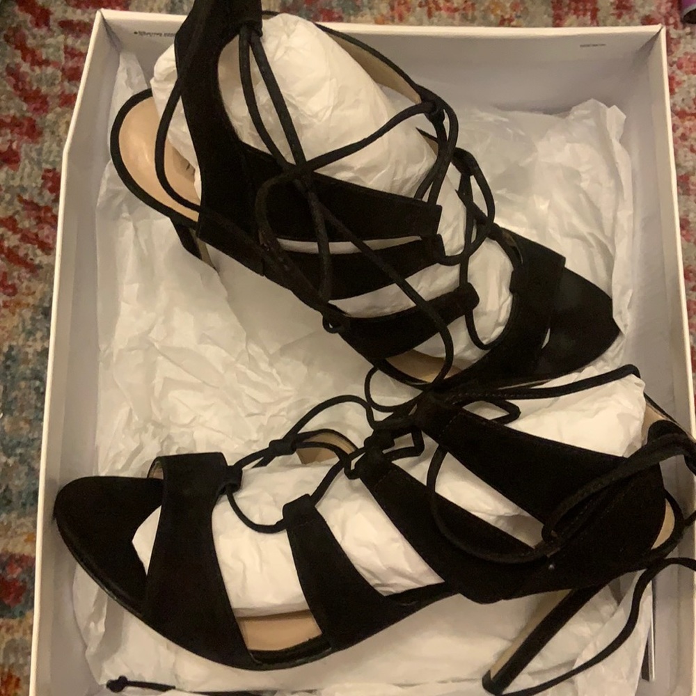 Black Steve Madden Lace Up black heels , size 9.5